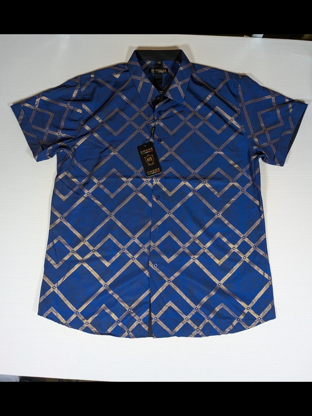 CHUXX Chunks Blue Geometric Short Sleeve Shirt